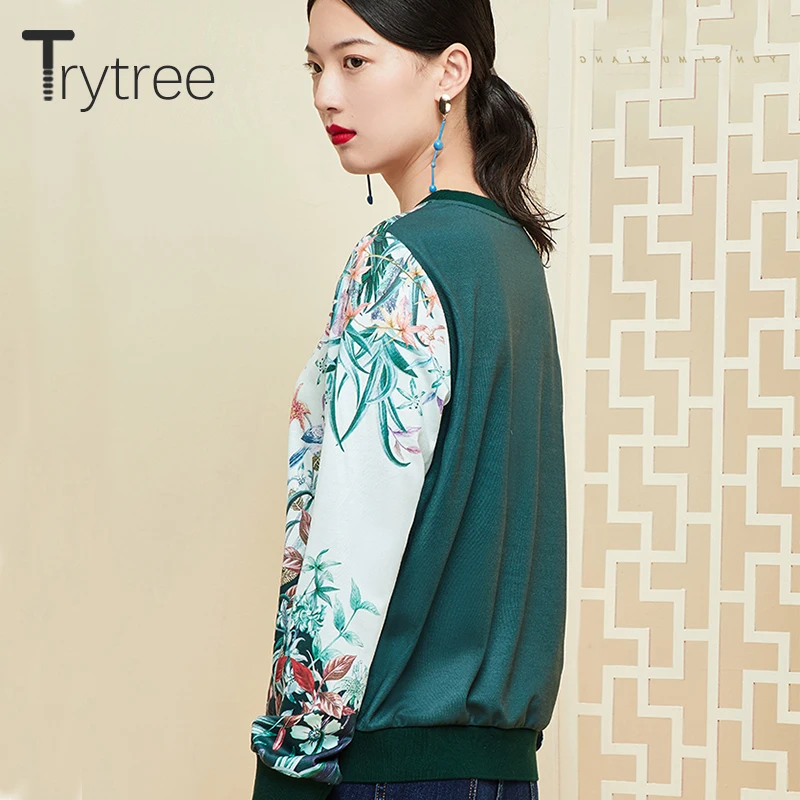 Trytree 2019 осенне зимняя женская толстовка Повседневный пуловер с круглым вырезом