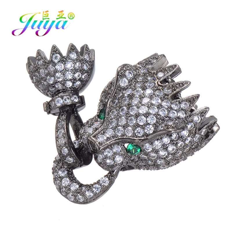 MetalBlack Green Eye DIY Ювелирные компоненты поставки леопардовая голова Дракон блок жемчуг застежки для натурального камня жемчуг кристалл браслет ожерелье изготовление - Цвет: MetalBlack Green Eye