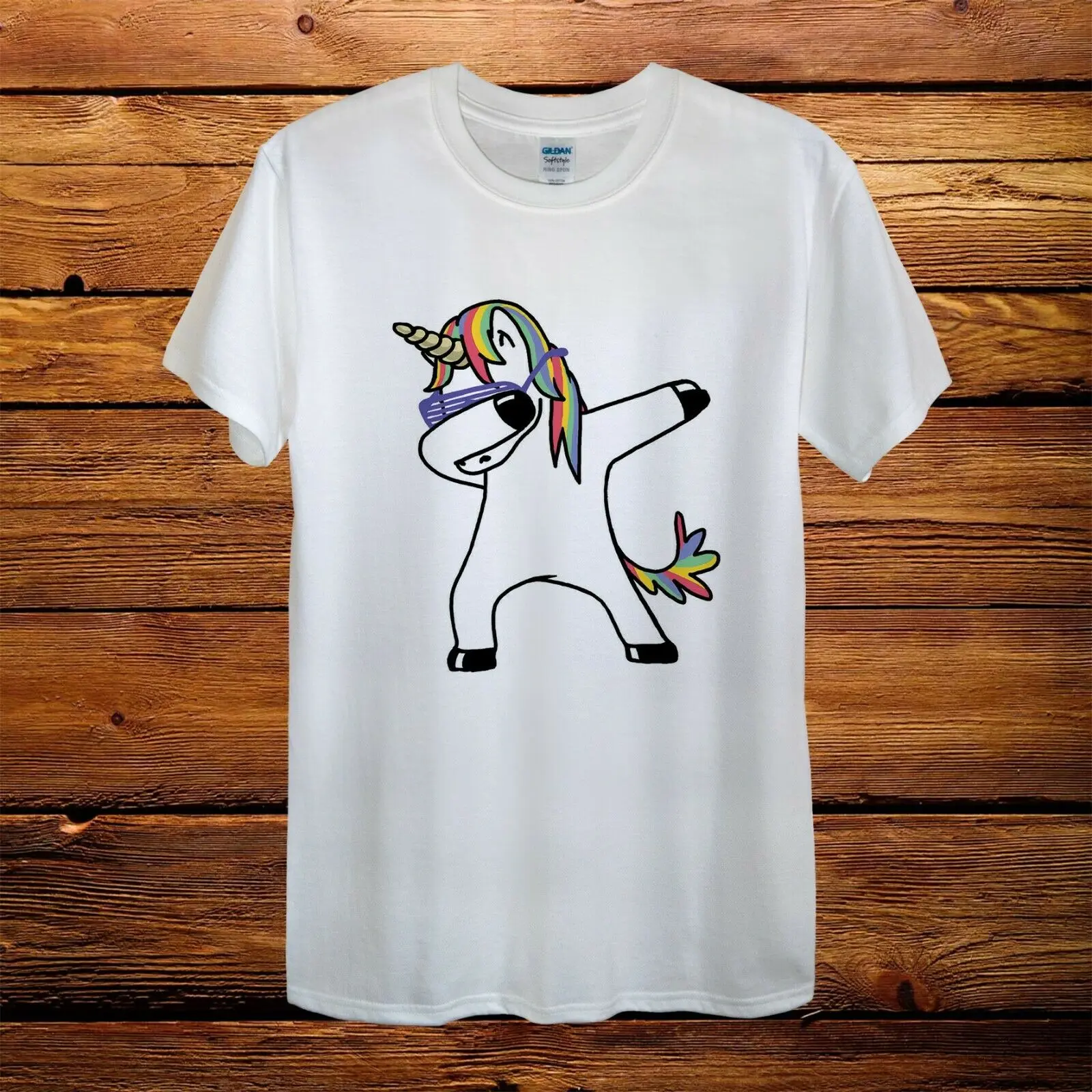 Забавная Подарочная футболка с единорогом Топ дизайн Мужская унисекс для