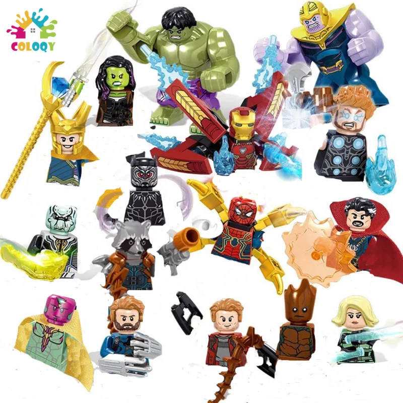 

Kids Toys Marvel Iron Man Mecha Figures Building Blocks Hulk Spider Deedpool Bricks Mini Doll Toys For Children Birthday Gifts