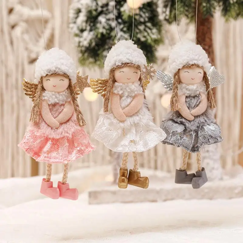 

Рождественские украшения, ангел, кружевная кукла, кулон, рождественская елка, подвесное украшение Вечерние
