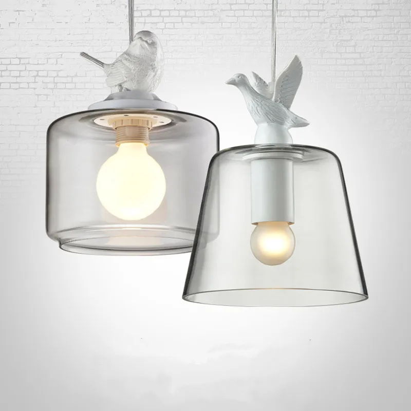 Lámpara colgante de pájaro de cristal individual, iluminación colgante creativa nórdica para restaurante, Bar, comedor, cafetería