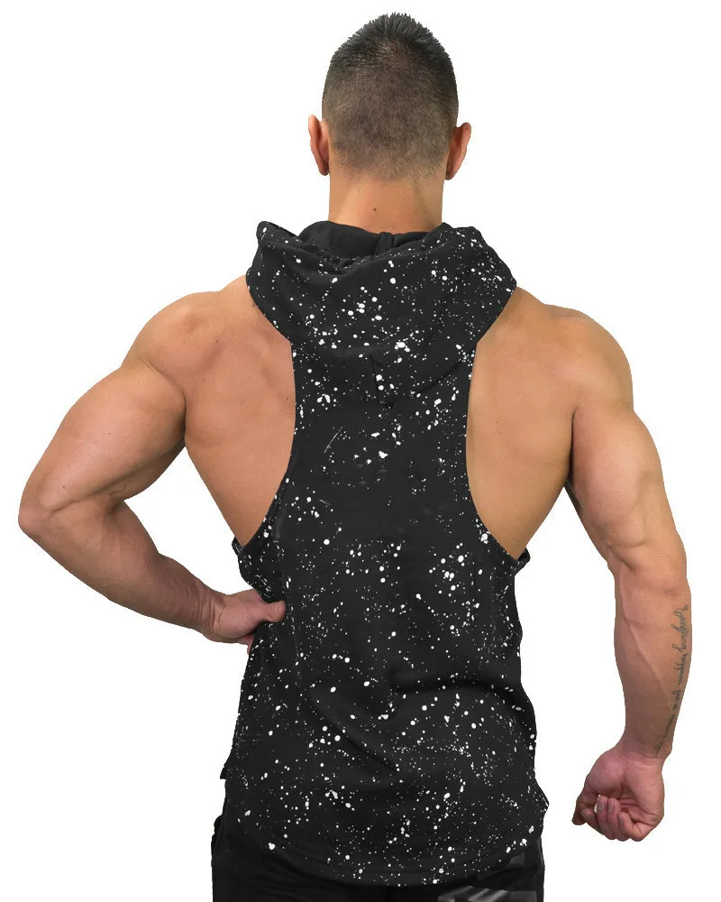 

2020 new muscle fitness men's basketball vest running sports camouflage casual sleeveless hoodie