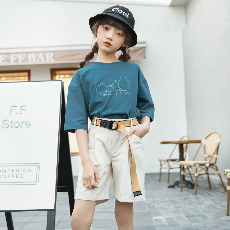 Комплекты одежды для девочек 2020 летняя детская одежда футболка с коротким