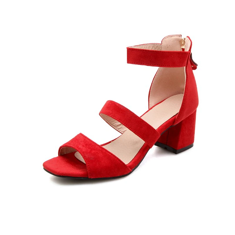 

Big Size11 12 13 high heels sandals women shoes woman summer ladies Fish mouth open toe square head back zipper thick heel