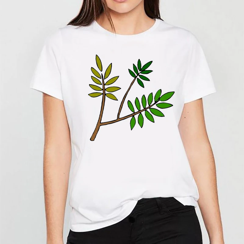 

Women cartoon Printed Vogue Harajuku Tshirt 2021 women Summer different leaves T Shirt Aesthetic streetclothing T-shirt