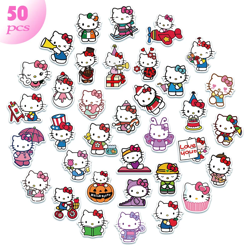 50 шт. водонепроницаемые Мультяшные наклейки Hello Kitty | Дом и сад