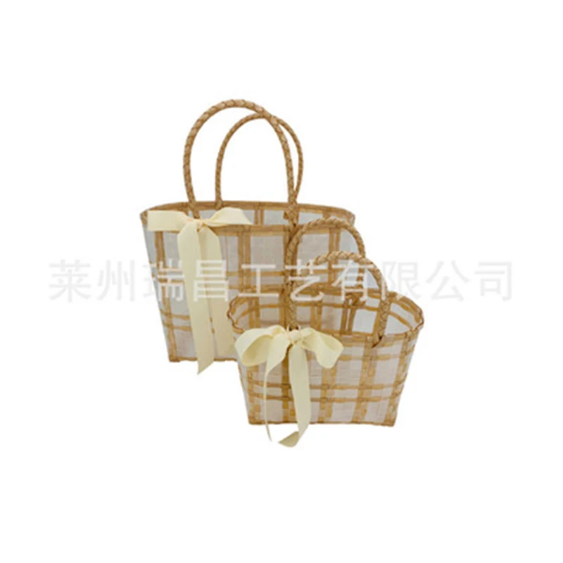 

Designer Woven Basket Bags Women Handbag Handmade Clear Plastic Tote Beach Bag Bohemia Travel Shoulder Bags for Women 2021 Purse