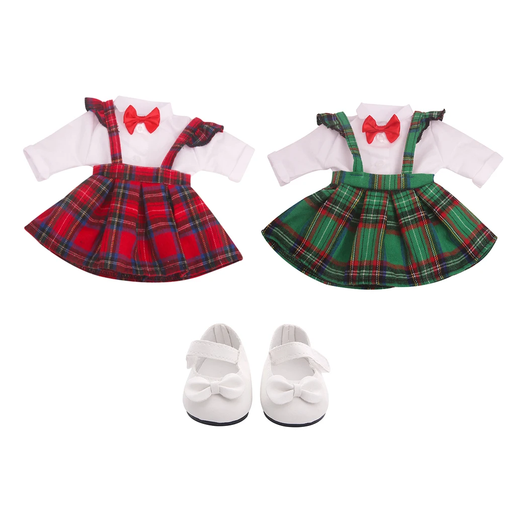 18 дюймов Кукла клетчатая юбка рубашка галстук обувь костюм одежда наряд
