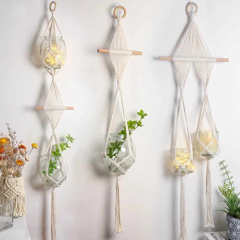 

Плетеный настенный держатель для горшка, ручная работа, плетеная веревка для украшения стен дома, сада