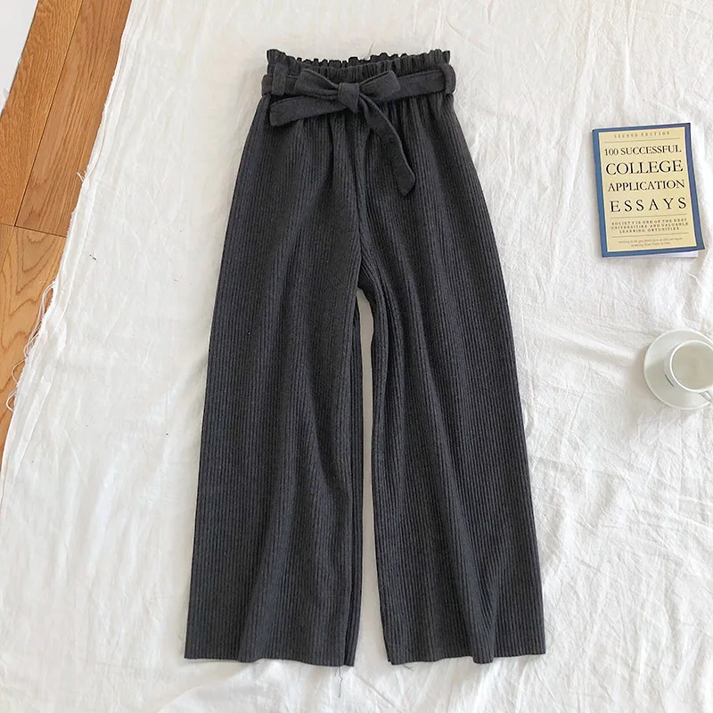 Женские шерстяные брюки с широкими штанинами повседневные Свободные высокой