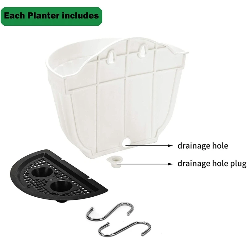

6 Pack 8.2 Inch Wall Hanging Planter Pots Vertical Garden Window Hang Box Container for Plants Flowers Herbs with Hook