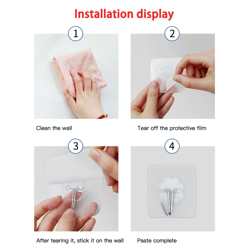 

10Pcs No Trace Transparent Sticky Hook The Latest Style Design Seamless Adhesive Wall Kitchen Bathroom Kitchen Tools Hanger