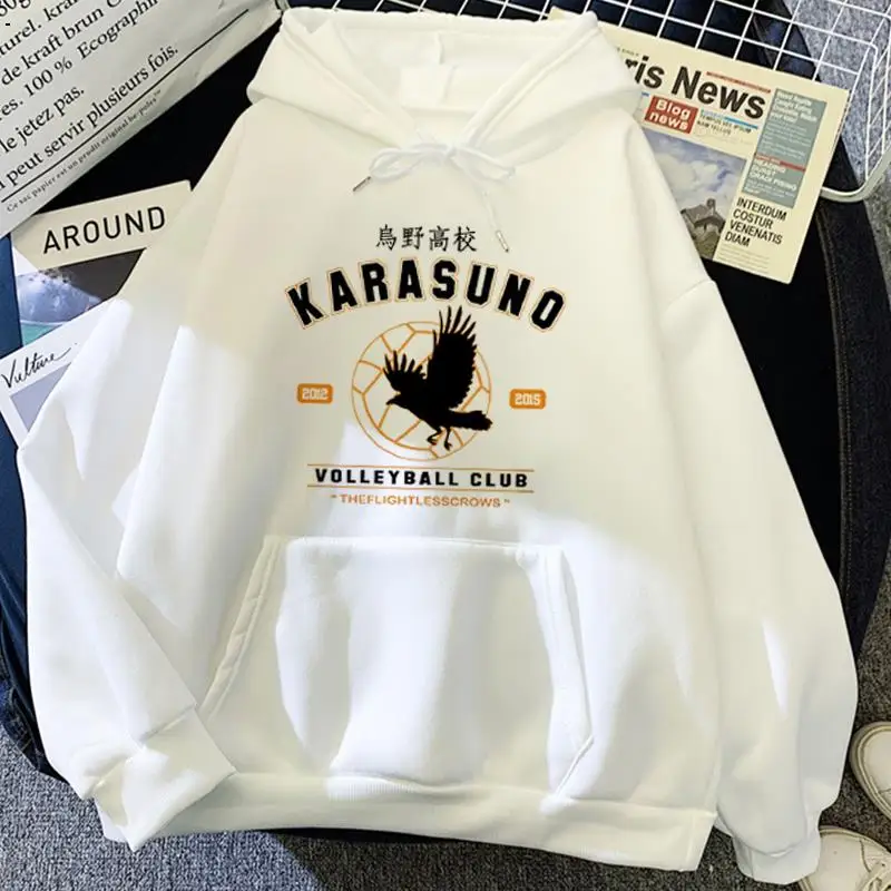 

Japanese Anime Haikyuu Hoodies Woman Funny Harajuku Warm Streetwear Harajuku Karasuno Fly High Graphic Sweatshirts Unisex Tops