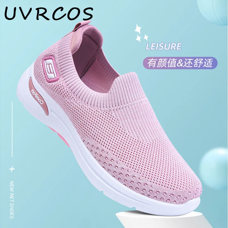 

Women's Sneakers Mesh Breathable Sports Shoes Knitted Flat Shoes Female Comfort Outdoor Shoes Casual Ladies Slip On Shoes 2021