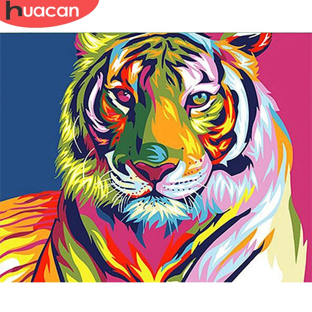 HUACAN DIY Краска по номеру Тигр ручная краска ed ing Art Подарочные Картины номерам
