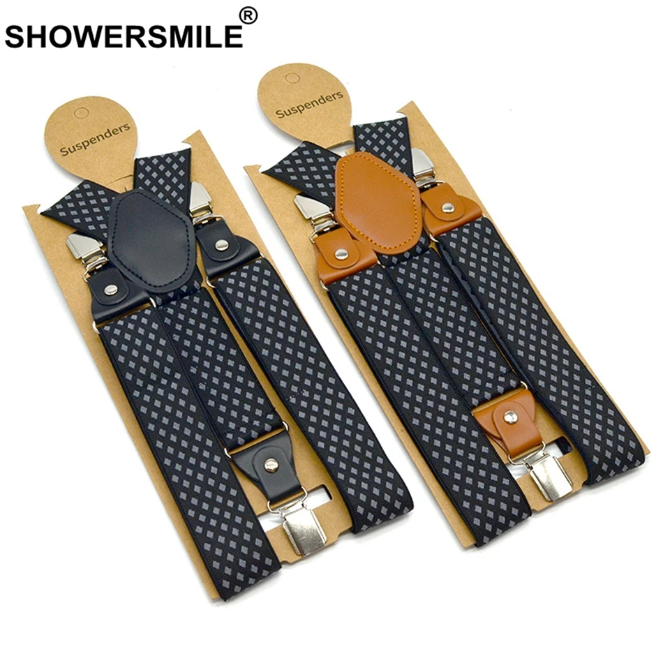 SHOWERSMILE мужские подтяжки деловой Пояс для брюк бриллиантовые винтажные Подтяжки