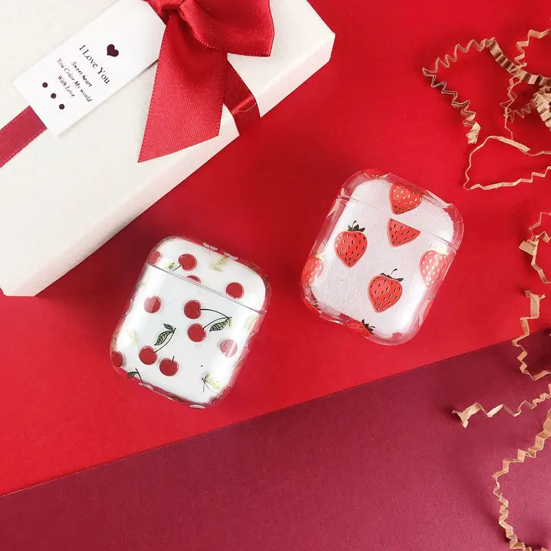 Гальванический цветок Клубничная дыня, Вишня чехол для Airpods тонкий жесткий прозрачный чехол для Airpods 2 аксессуары