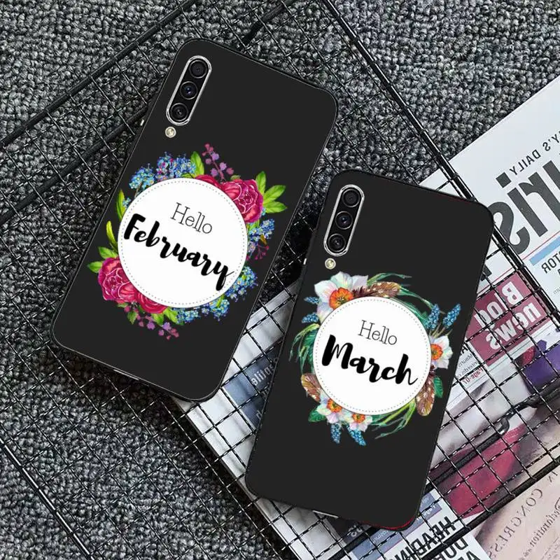 

Flowers leaves month text art Phone Case For Samsung galaxy S 7 8 9 10 20 edge A 6 10 20 30 50 51 52 70 note plus mobile bags