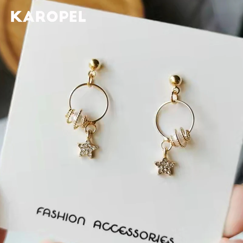 

Новые корейские модные индивидуальные полые женские серьги с пятиконечной звездой