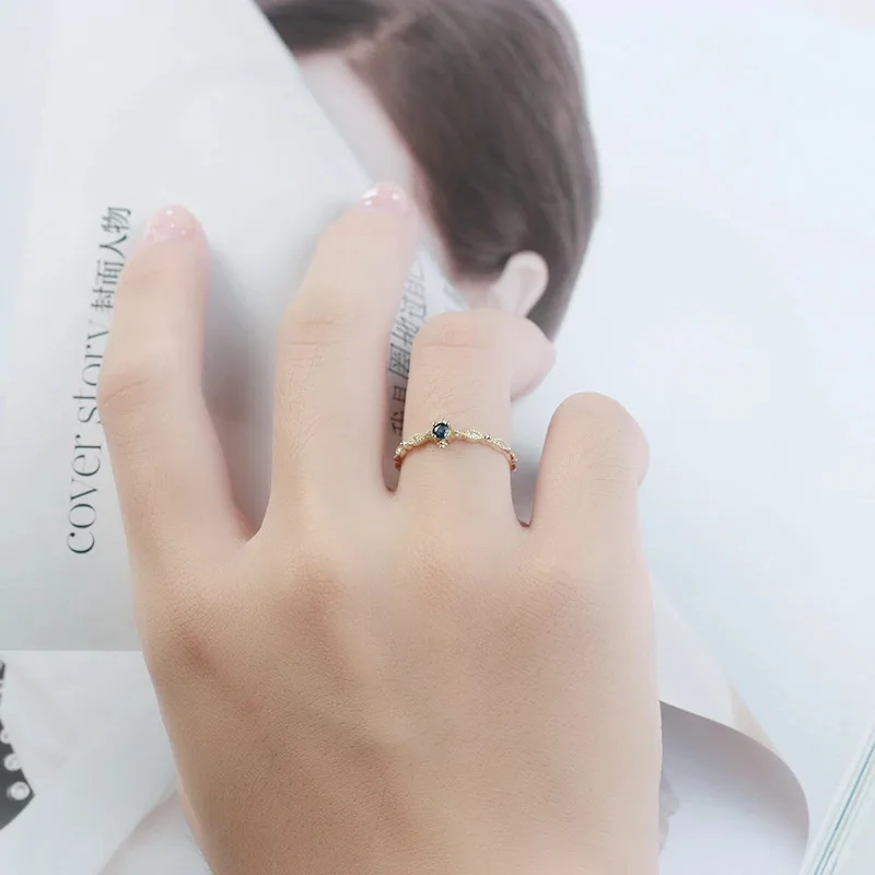 Барокко 9K настоящее Настоящее Желтое золото сапфир драгоценный камень кольца