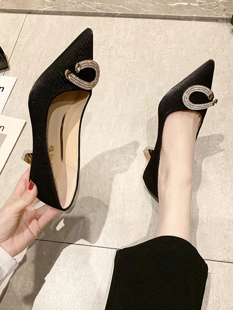 

Fine Heeled Shoes Pointed Pumps Sexy Sandals Lace-Up Clogs for Women All-Match Shallow Mouth Slip On 2021 Stiletto Metalic Toe C