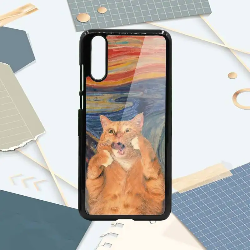 

Cat Art Aesthetics retro painting Phone Case PC For Samsung galaxy S note 8 9 20 10 e lite2019 plus pro ultra