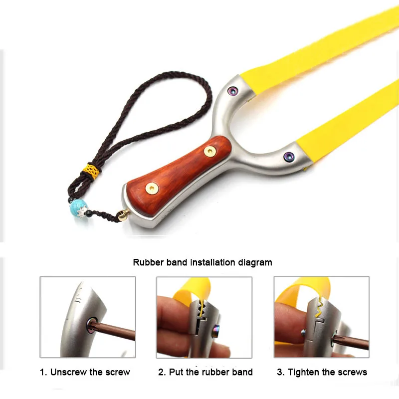 Рогатка для матросской охоты из нержавеющей стали + розового дерева с резиновой