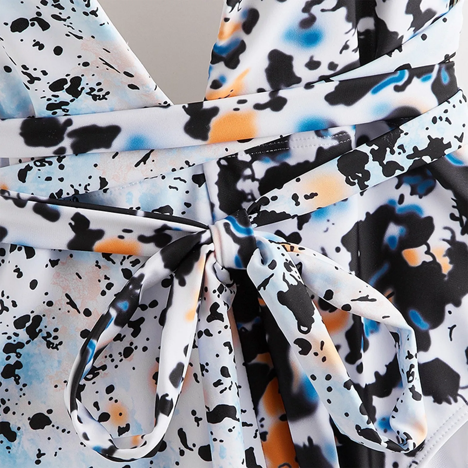 

Women's swimsuit Sexy Irregular Leopard Print Dot Two Color biquini Splicing One Piece Swimsuit Underwear set