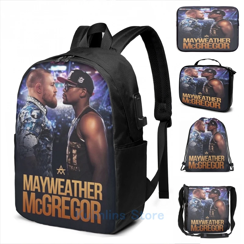 Забавный графический принт CONOR mcgregor vs Мейвезер бой USB заряд рюкзак школьные сумки