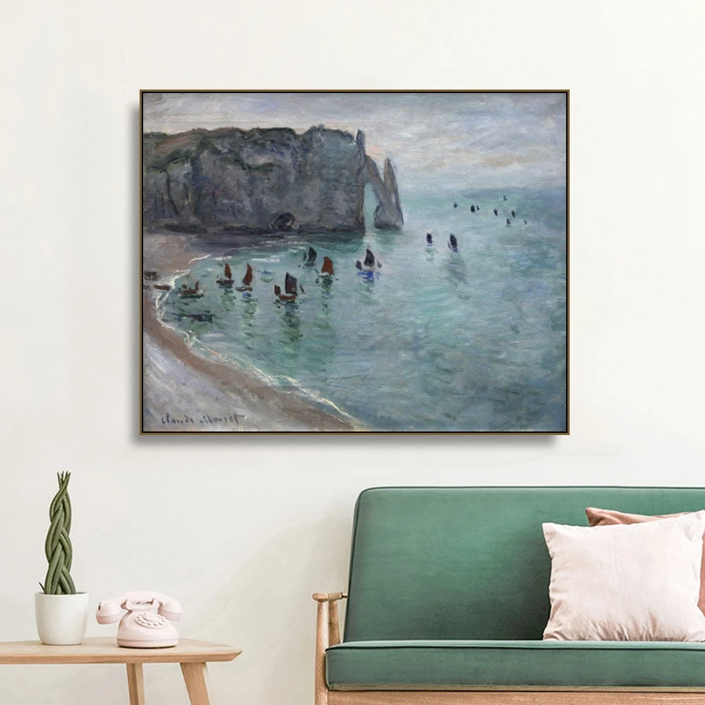 

Cliffs of Etretat by Monet Wall Pictures Posters Print Canvas Painting Calligraphy Decor Picture for Living Room Home Decor