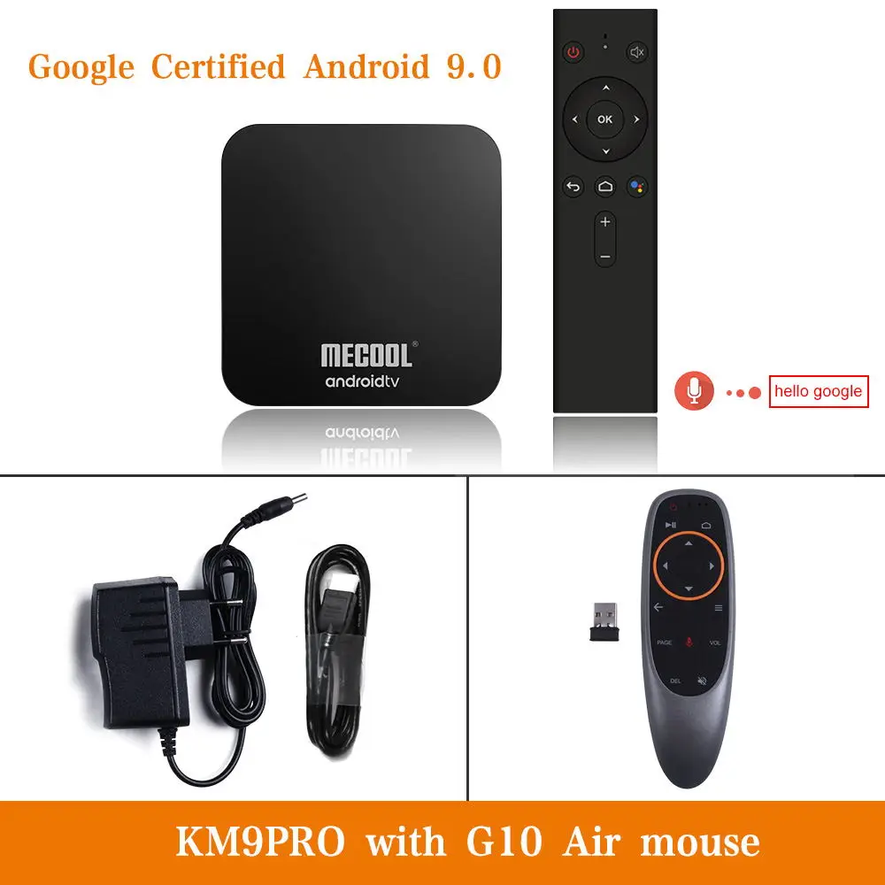 KM9 ATV G10 MECOOL KM9 PRO Android 9,0 ТВ приставка Amlogic S905X2 4G DDR4 32G rom 4K Google сертифицированная Android 9 A ТВ Смарт ТВ приставка Голосовое управление - Цвет: KM9 ATV G10