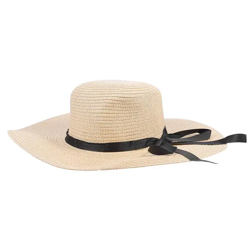 

1Pc Women Straw Bowknot Summer Beach Sun Protection Hat Outdoor Hat Foldable Cap