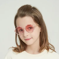 fashion round frame baby sunglasses personality crystal studded children sunglasses children lace glasses uv protection glasses