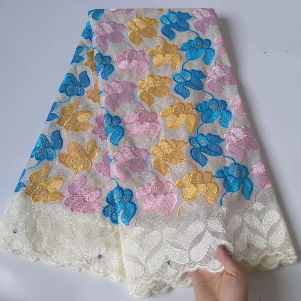 

5Yards Beautiful Multicolor Lace Fabric Swiss Voile Lace in Switzerland African Lace Fabric Cotton Swiss Lace Fabric For Dress