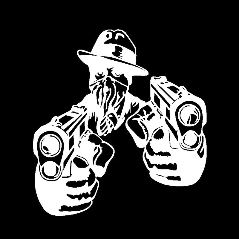 

Volkrays Personality Car Sticker Gangster with Guns Bumper Tail Decorative Accessories Reflective Vinyl Decal,14cm*13cm