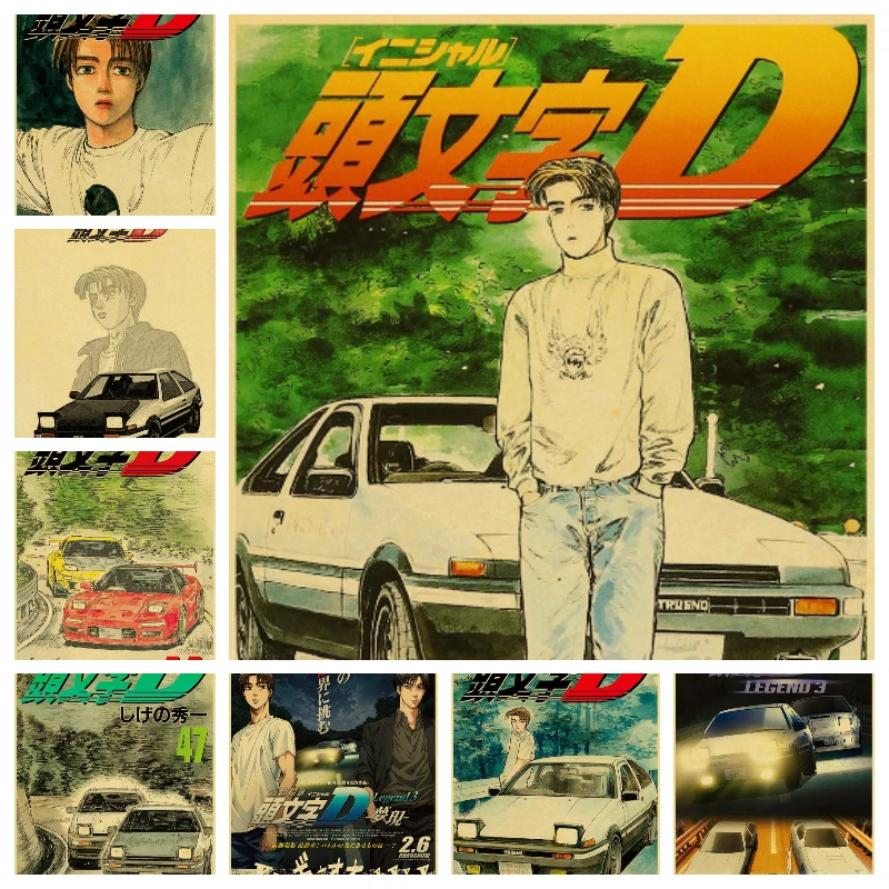 

Canvas Painting Japanese Classic Anime Initial D Poster Modern Living Home Room Painting Wall Art Collection Interior Design