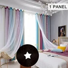 Детские Тканевые шторы с блестящими звездами, цветные двухслойные занавески на окна в форме звезд для гостиной, спальни, затемняющие шторы с градиентом