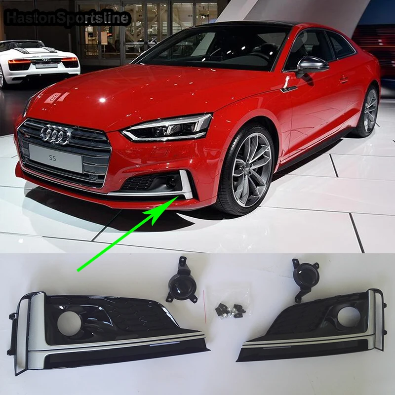 A5 S5 черный передние противотуманные фары светильник крышка гриль