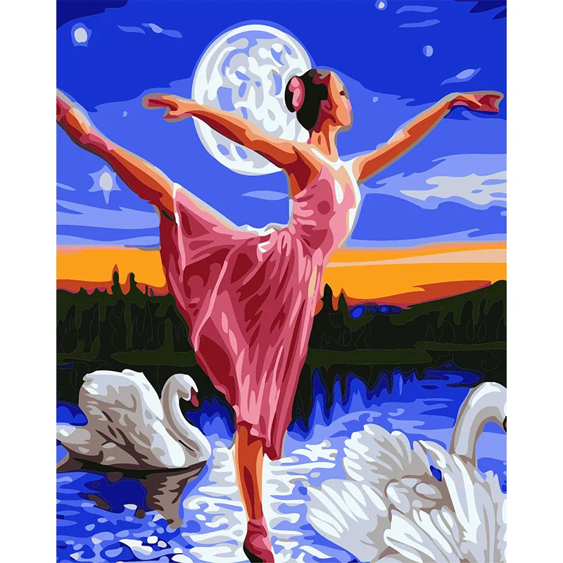 Dancing Girl Paint By Numbers Coloring Hand Painted Home Decor Kits Drawing Canvas DIY Oil Painting Pictures By Numbers