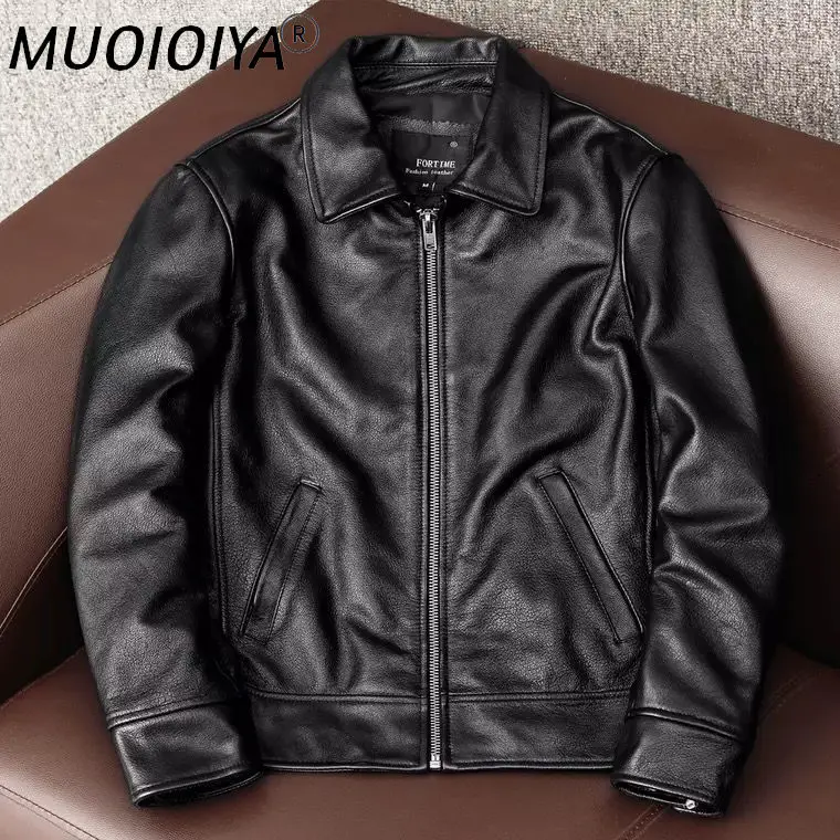 

Men 2021 Autumn New Fashion Short Genuine Leather Coats Men's Real Cow Leather Jackets Male Plus Size Slim Casual Outwear O14