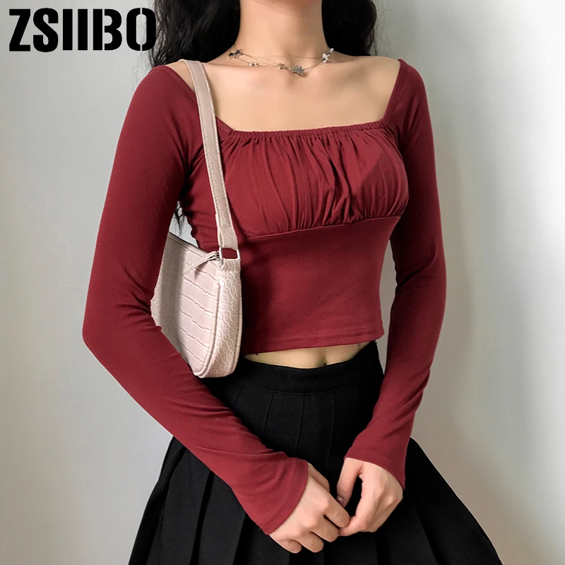 Женская модная Сексуальная футболка с вырезом лодочкой осенняя Новая Элегантная