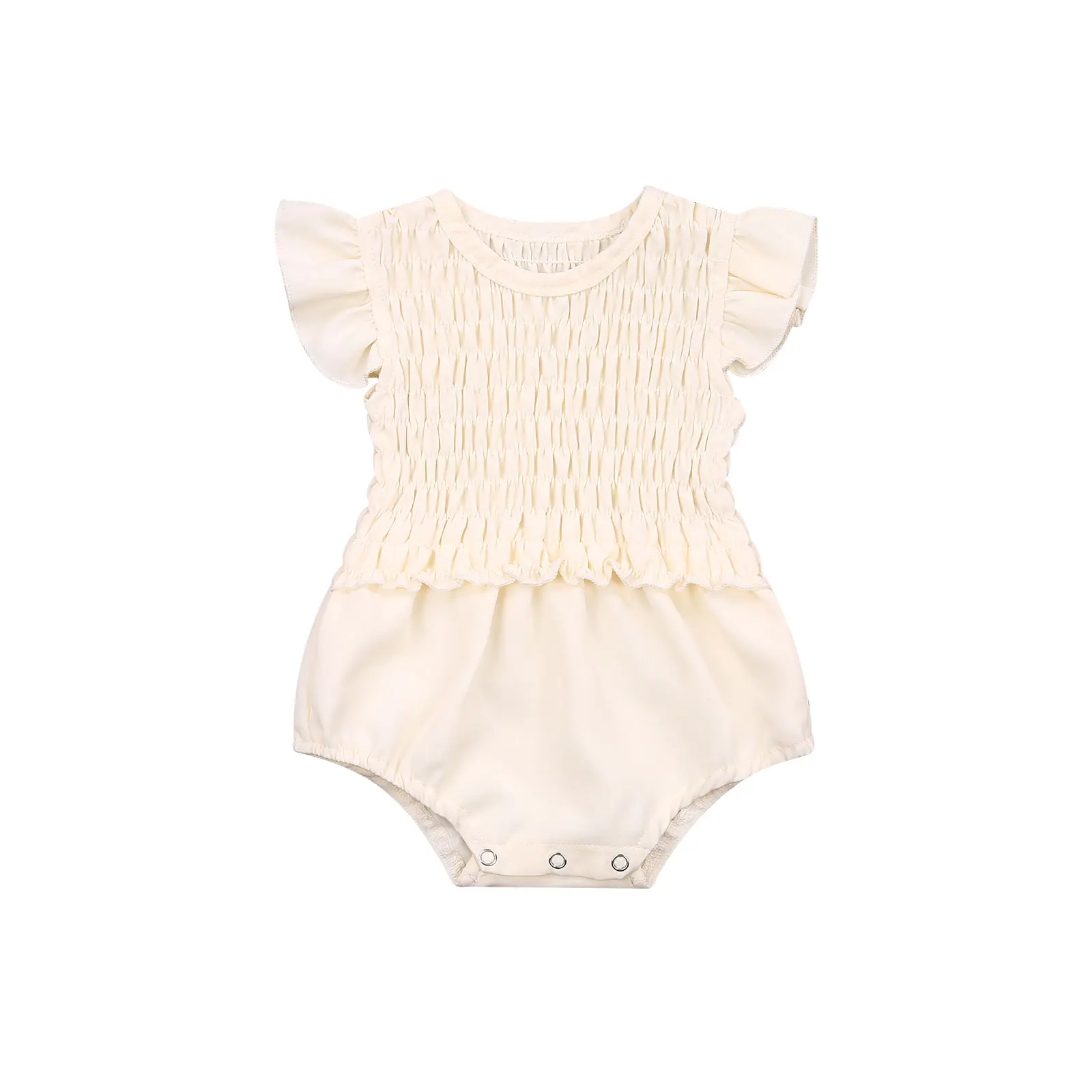 Комбинезон для маленьких девочек однотонный плиссированный Эластичный Ромпер с