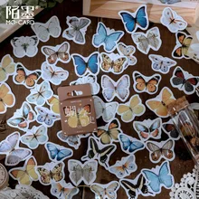 Autocollant rétro exquis de décoration d'échantillon de papillon, autocollant esthétique pour journal à puces scrapbook journal, papeterie cadeau 46 pièces