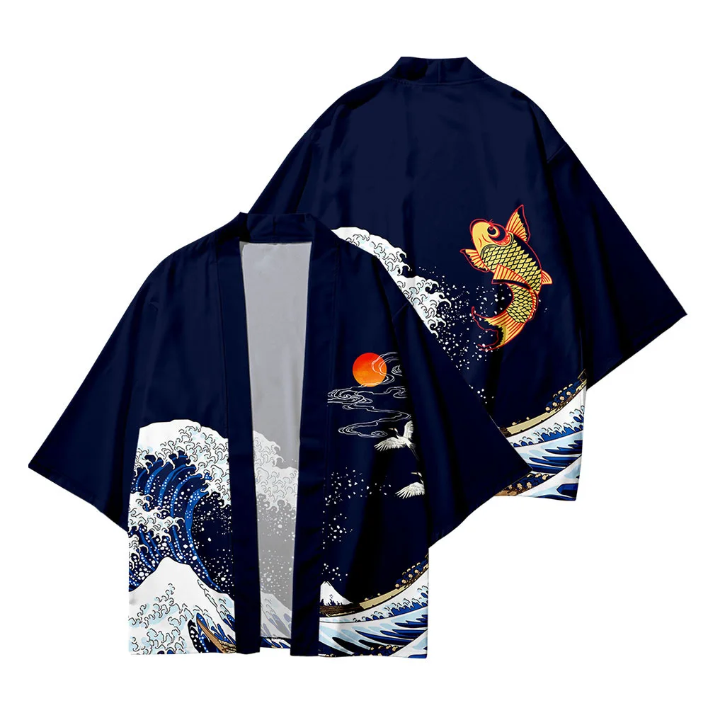 Новый летний кардиган-кимоно Kanagawa Kide одежда тонкое пальто накидка с семиконечным