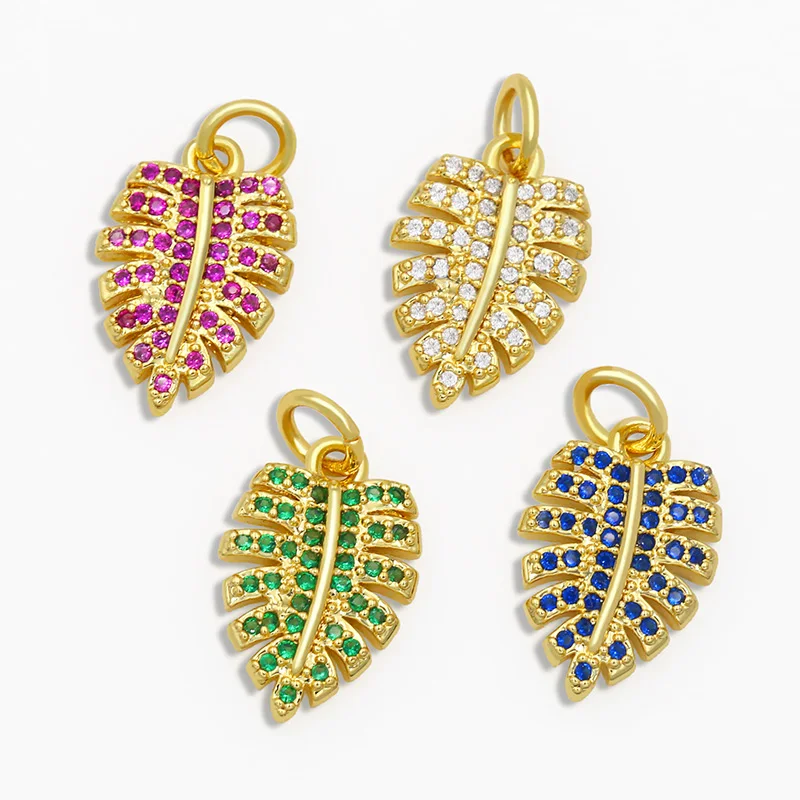 

OCESRIO DIY CZ Mini Gold Small Leaf Charms for Jewelry Making Necklace Bracelet Earrings Jewelry Wholesale Bulk pdta013
