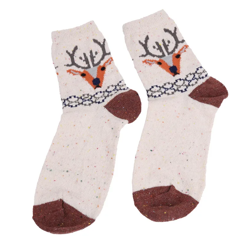 

New Atumn Winter Thick Wool Cotton Crew Socks Women Harajuku Animal Owl Deer Cat Elephant Lovely Cute Christmas Sock Hiking
