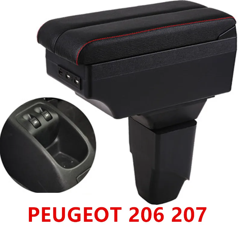 Для PEUGEOT 206 207 подлокотник коробка центральный магазин содержимое коробка автомобильный-стиль хранения центр консоль продукты интерьерные аксессуары