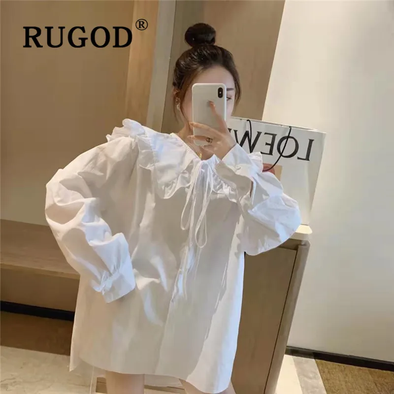 Женская блузка с кукольным воротником RUGOD осенняя Свободная длинными рукавами на