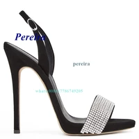 open toe crystal stiletto sandals black red platform high heels for plus size women buckle strap new arrival fashion summer shoe